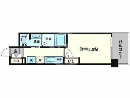ブリリアント大阪西【1402号室】の間取り