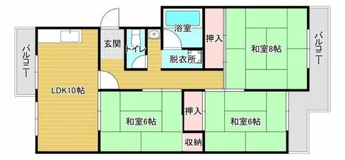 鴨谷台第一次住宅15号棟【5階】の間取り