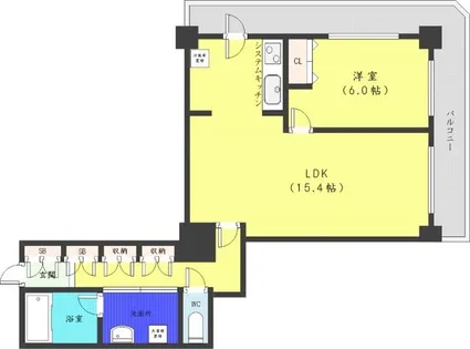 PRIME URBAN札幌 RIVER FRONT【19階】の間取り