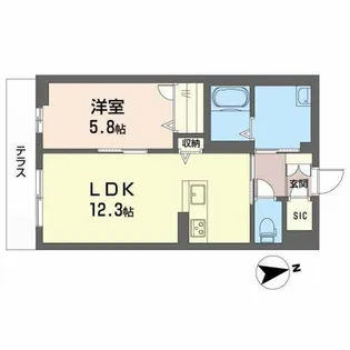 シャーメゾン オーク八戸ノ里【1階】の間取り