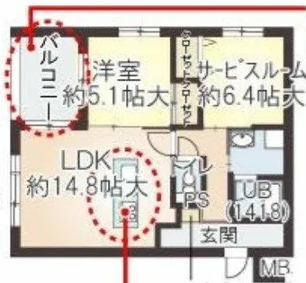 サンピース阿倍野【1階】の間取り