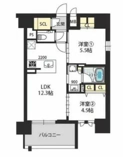エスリード ザ・グラン上本町【11階】の間取り