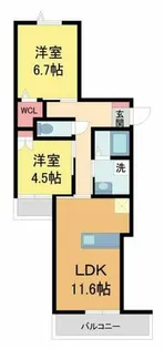 LaLaBrezza芦屋翠ヶ丘【301号室】の間取り