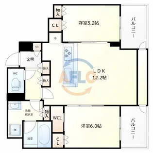 シティタワー大阪本町【17階】の間取り