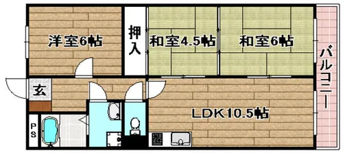 バーンフリート赤大路A棟【203号室】の間取り