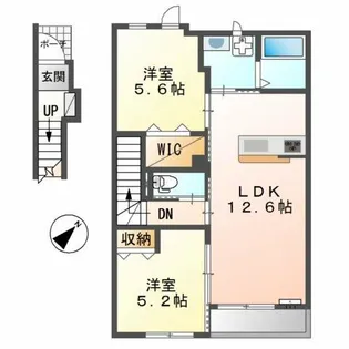ウィステリア北条【201号室】の間取り