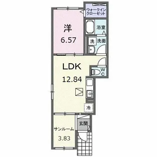 ベルヴィ 安田【101号室】の間取り