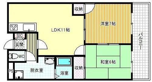 サンハイツ旭ヶ丘【2階】の間取り