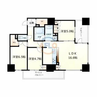 シエリアタワーなんば【28階】の間取り