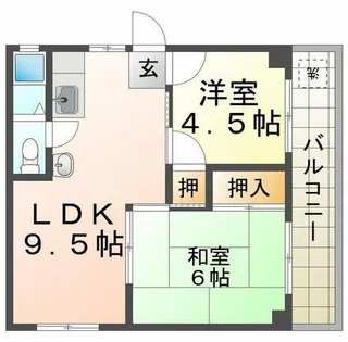 マンション朝霧2号館【5階】の間取り