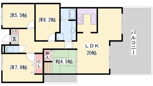リブレ北新在家【403号室】の間取り