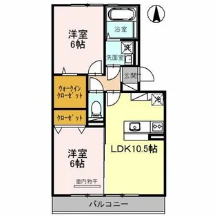 グレース中谷B棟【1階】の間取り