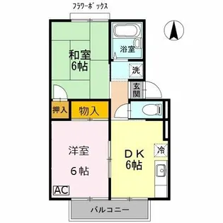 サニーハイツフミB棟【2階】の間取り