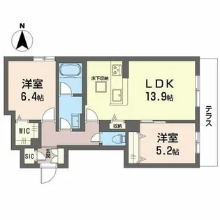 シャーメゾン レーヴ【2階】の間取り