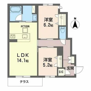 シャーメゾン レーヴ【1階】の間取り