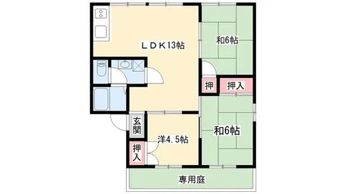 セジュール北八代 A棟【A101号室】の間取り