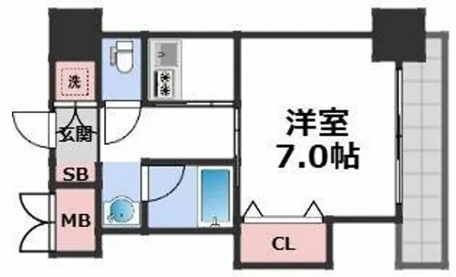 ブリリアン夕陽丘【4階】の間取り