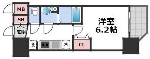 プレサンス長堀通グレイタス【3階】の間取り