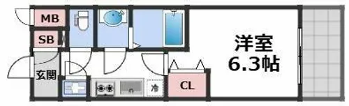 レジュールアッシュOSAKA新深江【13階】の間取り