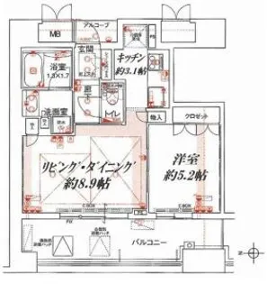 ローレルタワーサンクタス梅田【12階】の間取り