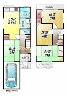 大阪府八尾市垣内3丁目【一戸建】の間取り