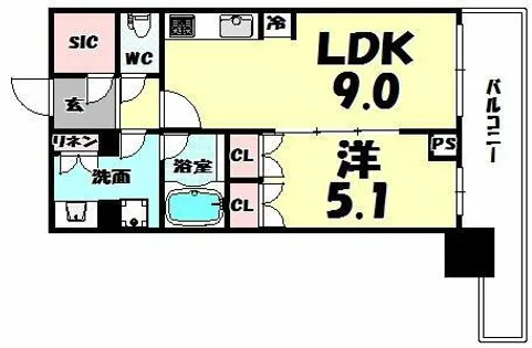 ブランズタワー御堂筋本町【4階】の間取り