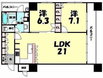 リーガルタワー大阪【10号室】の間取り