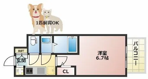 1Kの間取り画像