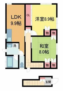 CREW阪神西宮【2号室】の間取り