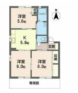 ハピネスB棟【102号室】の間取り