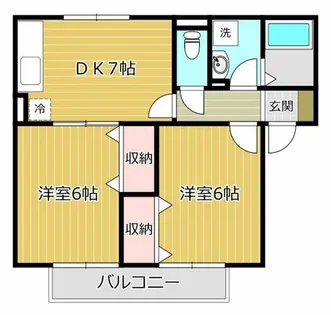 ハイカムールB棟【202号室】の間取り