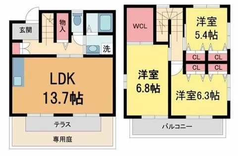 すみれテラスF棟【121号室】の間取り