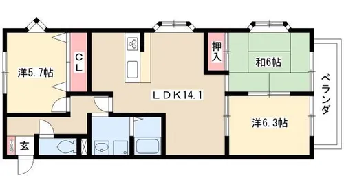 アーバン・パストラール【305号室】の間取り