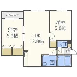 ハピネス八軒【1階】の間取り