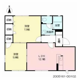 オー・ボアパティールⅡ D棟【1階】の間取り