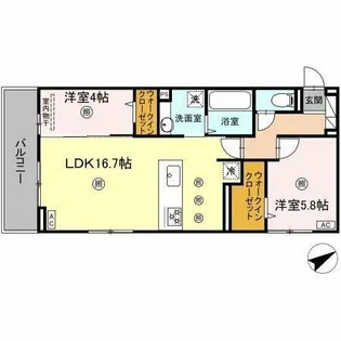 アピアランス中井【3階】の間取り