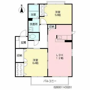 咲ら小路Ⅱ C棟【2階】の間取り
