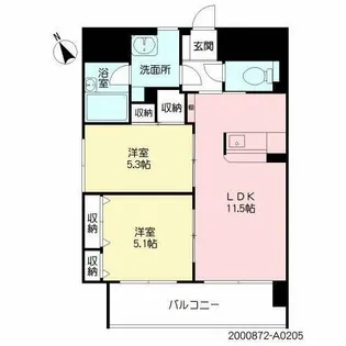 シャーメゾングランドソレイユ門司【2階】の間取り