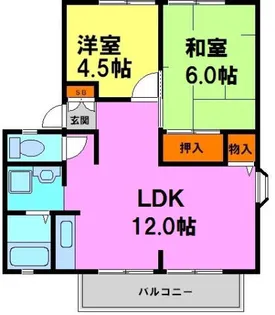 矢内ハイツ花屋敷A棟・B棟【A204号室】の間取り
