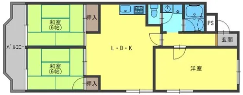 丸信リバーサイドコーポ2棟【1階】の間取り