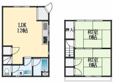 大阪府高石市加茂2丁目【テラスハウス】の間取り