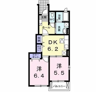 コーポ鷲峰Ⅱ【1階】の間取り