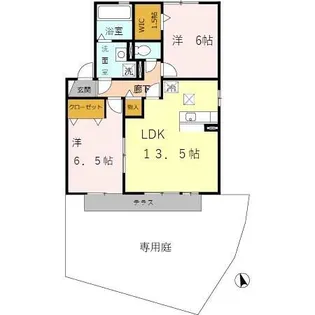 パインハイツ B棟【B101号室】の間取り