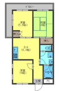 プリンスヴィラ寝屋川【9階】の間取り