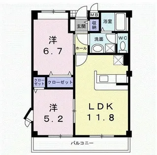 カルフール 黒川 A【2階】の間取り