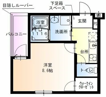 フジパレス針中野湯里【1階】の間取り