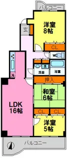 ラ・セーヌ逆瀬川【3階】の間取り
