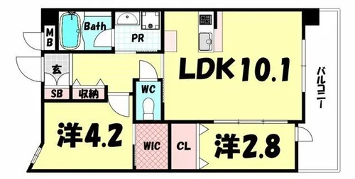 GENOVIA神戸新開地駅前【1502号室】の間取り
