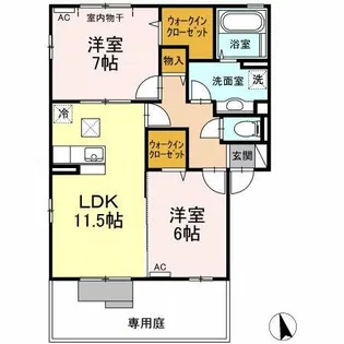 メゾンクレール【1階】の間取り