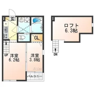 ハーモニーテラス深草佐野屋敷町【2階】の間取り